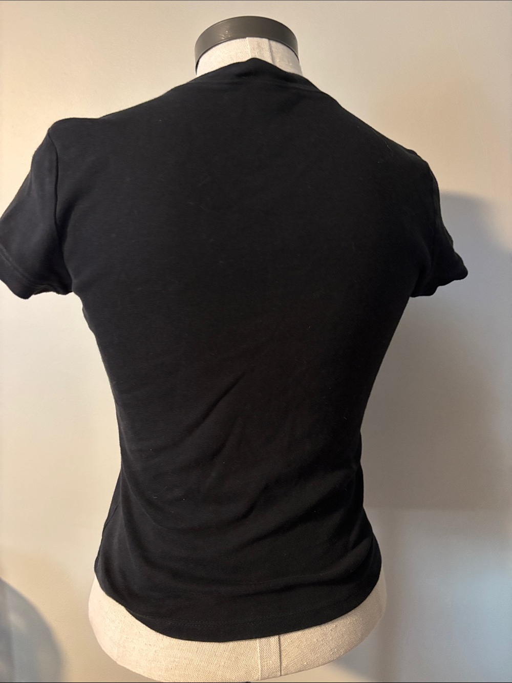 bebe Black Short Sleeve Tee with Rhinestone Logo - Picture 2 of 3